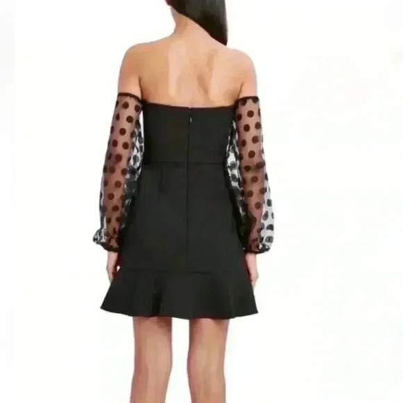 BCBGMAXAZRIA Sheer Sleeve Square Neck Mini Dress-Size 8 NEVER WORN - Picture 3 of 7